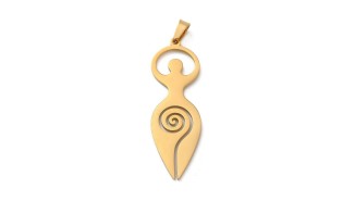Pendentif déesse mère en acier plaqué or 18K  wicca