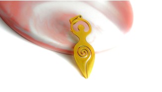 Pendentif déesse mère en acier plaqué or 18K  wicca