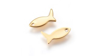 Pendentif petit poisson x 10 acier inoxydable couleur or