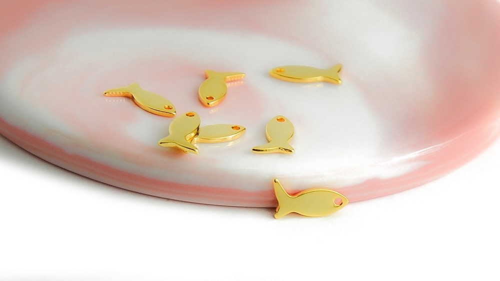 Pendentif petit poisson x 10 acier inoxydable couleur or