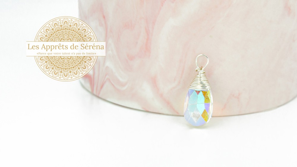 Pendentif goutte verre transparent