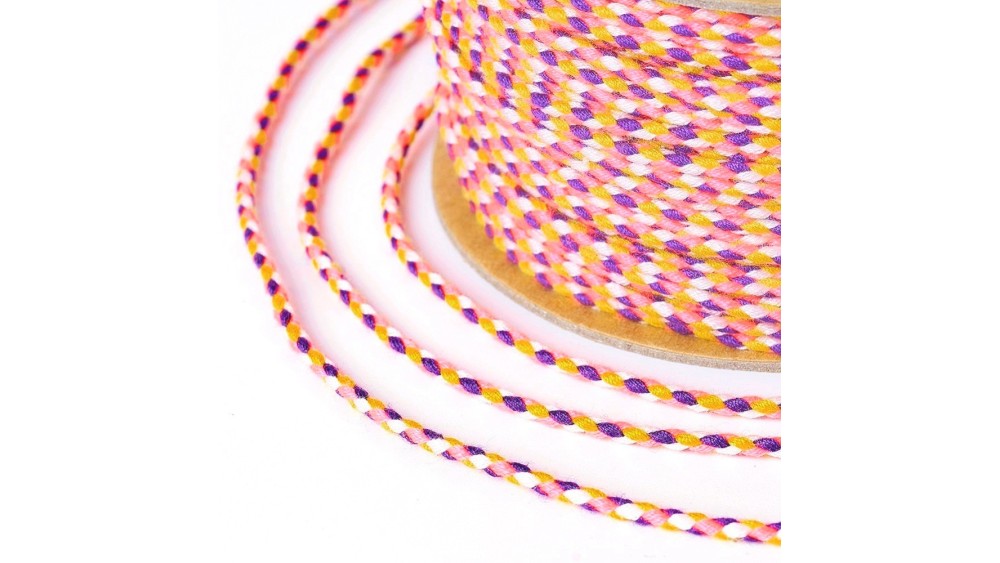 cordon coton 2mm violet et orange