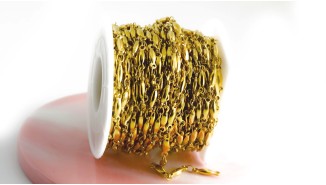 Chaîne grain de riz acier 304 couleur or