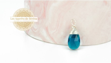 Pendentif goutte verre attache laiton argent