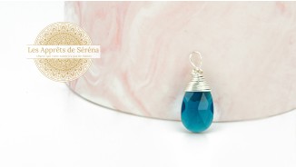 Pendentif goutte verre attache laiton argent