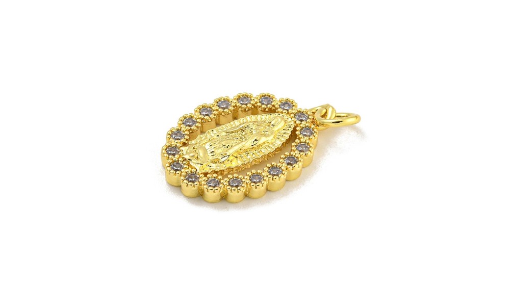 copy of Pendentif Sainte Vierge en laiton plaqué or  18K et strass zircon