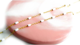 copy of Chaîne satellite émaillée rose tendre acier inoxydable or