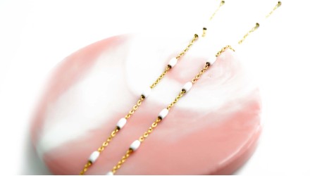 copy of Chaîne satellite émaillée rose tendre acier inoxydable or