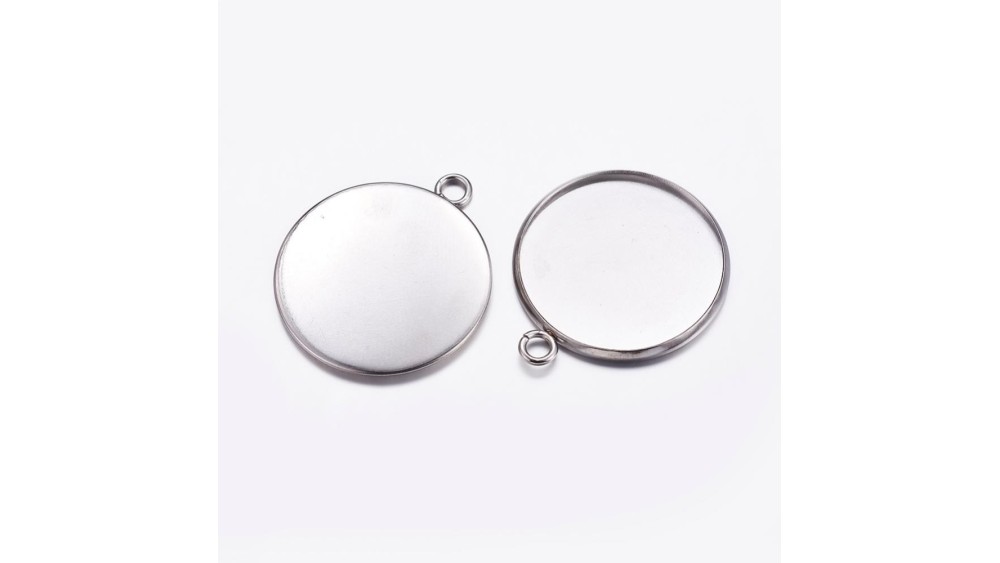 Médaillons supports cabochons 25mm en acier inoxydable argent