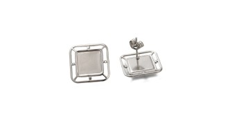 puces carré acier argent