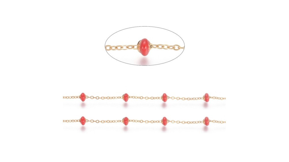copy of Chaîne satellite émaillée rose tendre acier inoxydable or