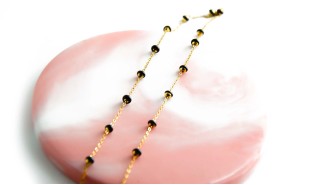 copy of Chaîne satellite émaillée rose tendre acier inoxydable or