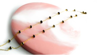 copy of Chaîne satellite émaillée rose tendre acier inoxydable or