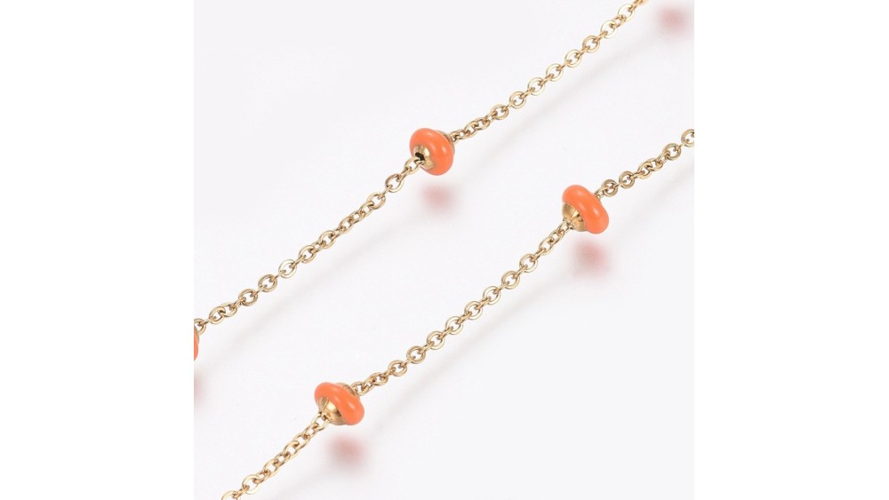 copy of Chaîne satellite émaillée rose tendre acier inoxydable or