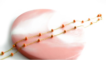 copy of Chaîne satellite émaillée rose tendre acier inoxydable or