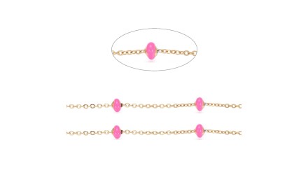 copy of Chaîne satellite émaillée rose tendre acier inoxydable or
