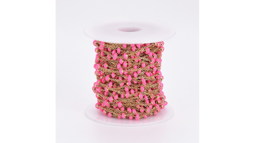 copy of Chaîne satellite émaillée rose tendre acier inoxydable or