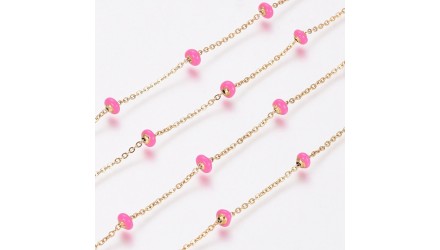 copy of Chaîne satellite émaillée rose tendre acier inoxydable or