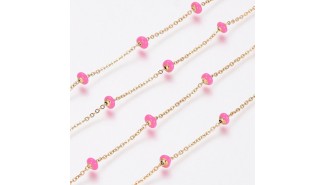 copy of Chaîne satellite émaillée rose tendre acier inoxydable or