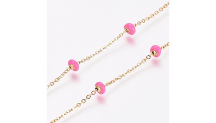 Chaîne  acier émaillée rose