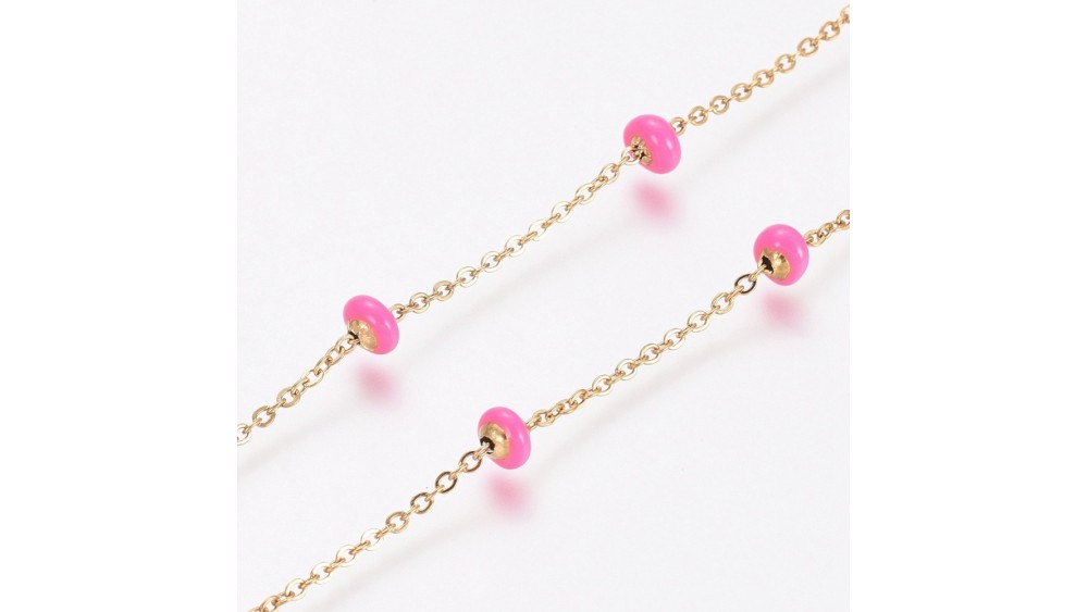 copy of Chaîne satellite émaillée rose tendre acier inoxydable or