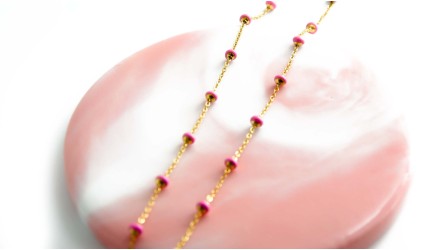 copy of Chaîne satellite émaillée rose tendre acier inoxydable or