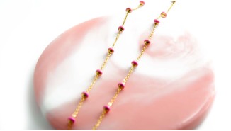 copy of Chaîne satellite émaillée rose tendre acier inoxydable or
