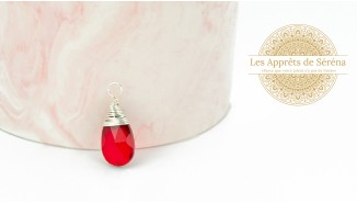 Pendentif goutte verre rouge
