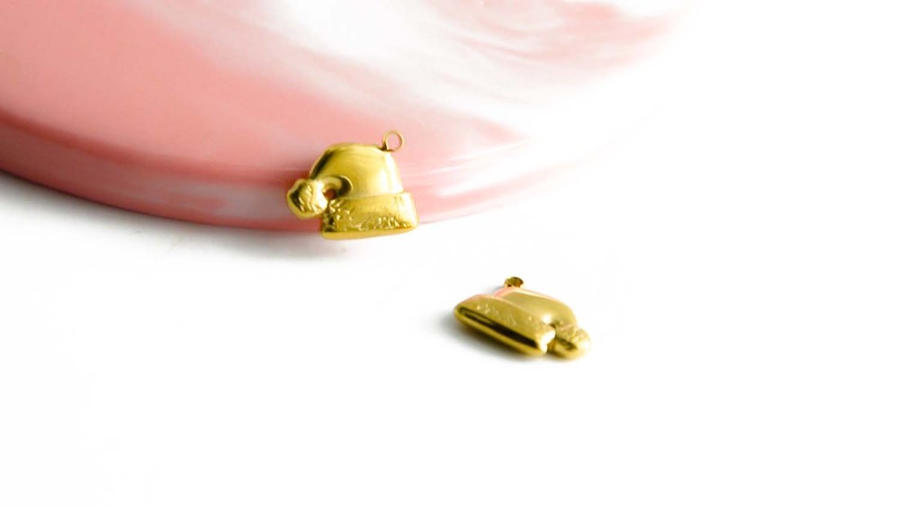 Pendentif bonnet de Noël or