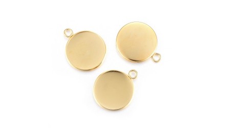 Médaillons supports cabochons 20mm en acier inoxydable or 24k
