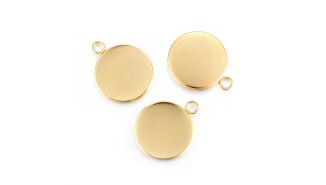 Médaillons supports cabochons 20mm en acier inoxydable or 24k