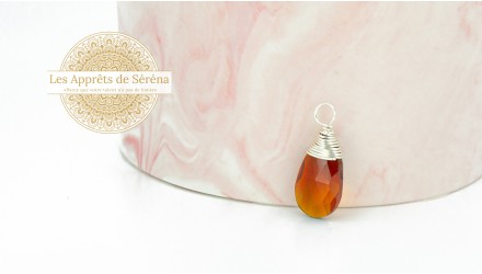 Pendentif goutte verre attache laiton argent