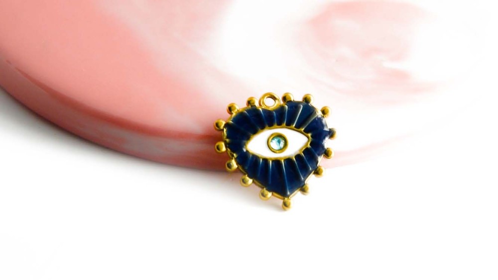 pendentif cœur acier bleu