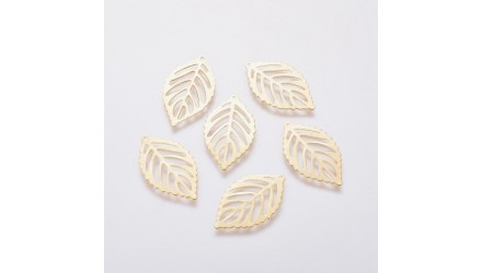 Pendentif feuille filigrane or