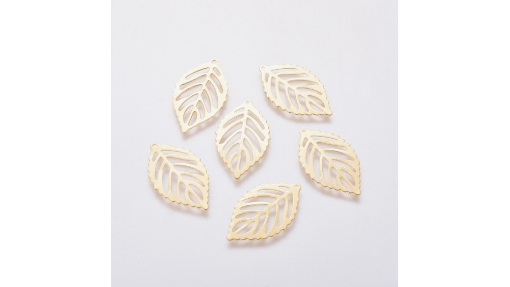 Pendentif feuille filigrane or