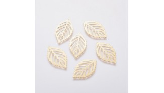 Pendentif feuille filigrane or