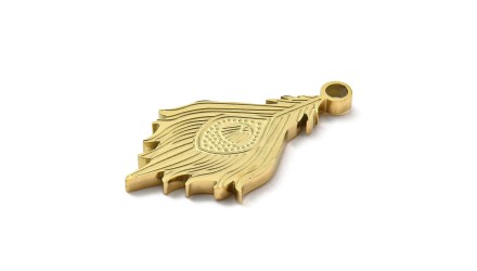 Pendentif plume de paon acier inoxydable plaqué or 18k