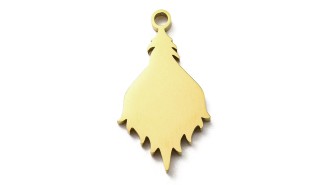 Pendentif plume de paon acier inoxydable plaqué or 18k