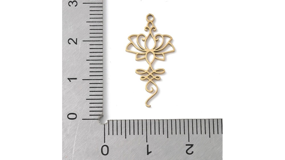 Pendentif unalome en acier inoxydable plaqué or 18k