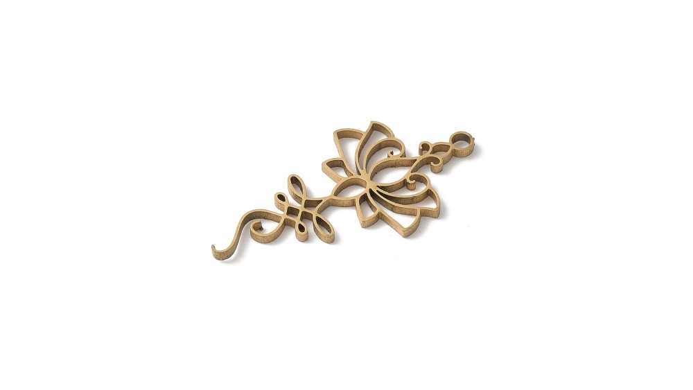 Pendentif unalome en acier inoxydable plaqué or 18k