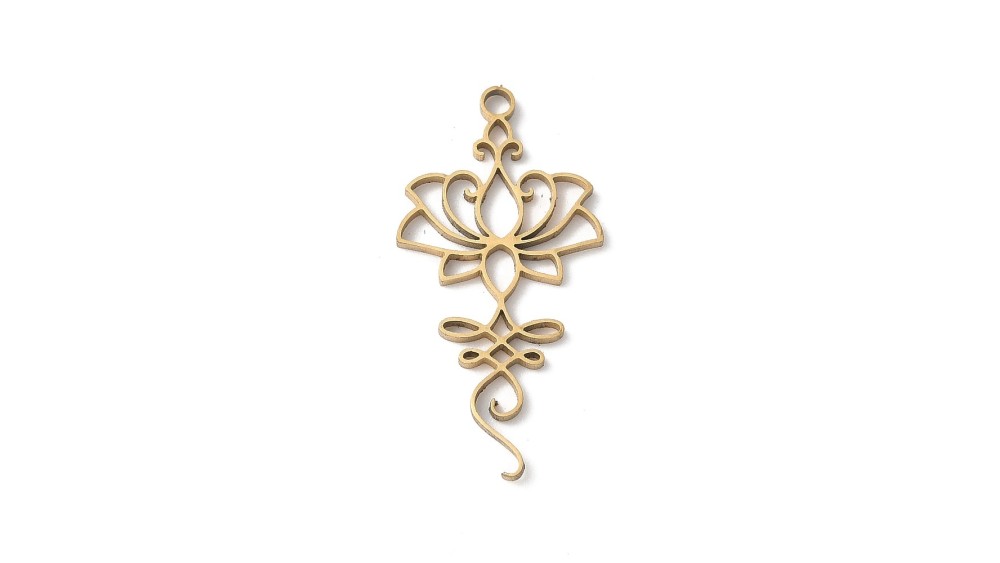 Pendentif unalome en acier inoxydable plaqué or 18k