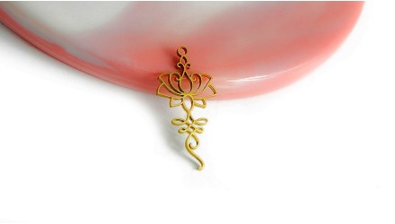 Pendentif unalome en acier inoxydable plaqué or 18k