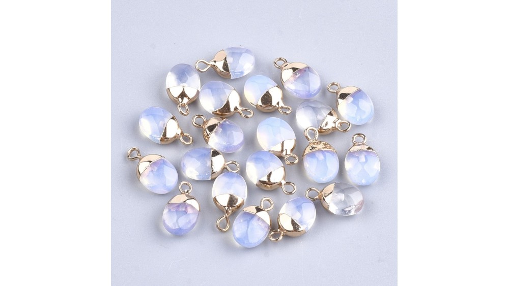 Pendentif opalite à facettes et laiton doré