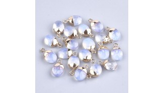 Pendentif opalite à facettes et laiton doré