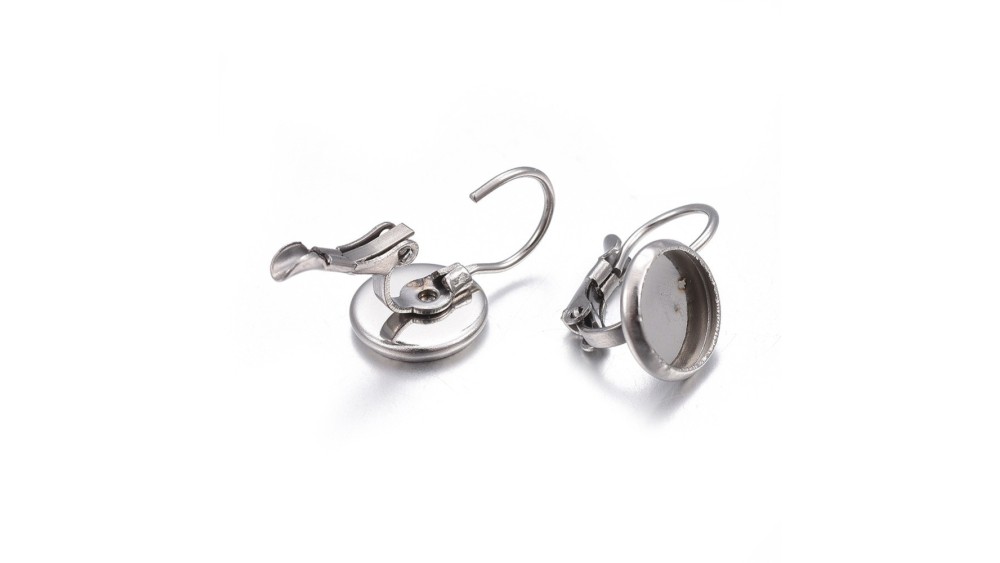 Dormeuses supports cabochons 14mm en laiton argent pour création DIY