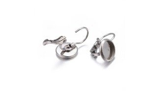 Dormeuses supports cabochons 14mm en laiton argent pour création DIY