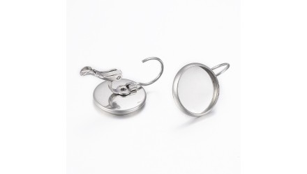 Dormeuses supports cabochons 14mm en laiton argent pour création DIY