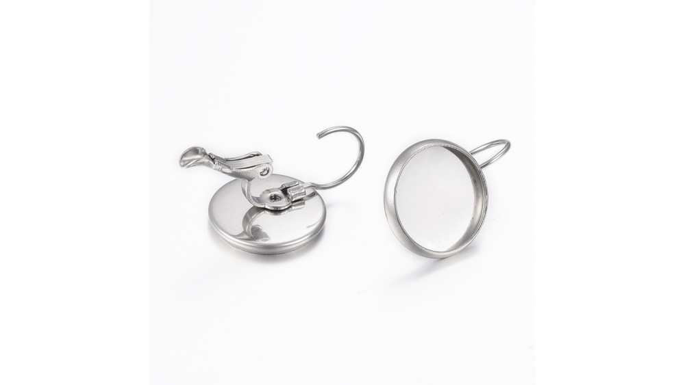 Dormeuses supports cabochons 14mm en laiton argent pour création DIY