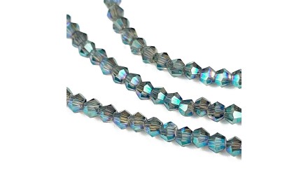 Rang de perles toupie à facettes 3mm couleur bleu pour création DIY