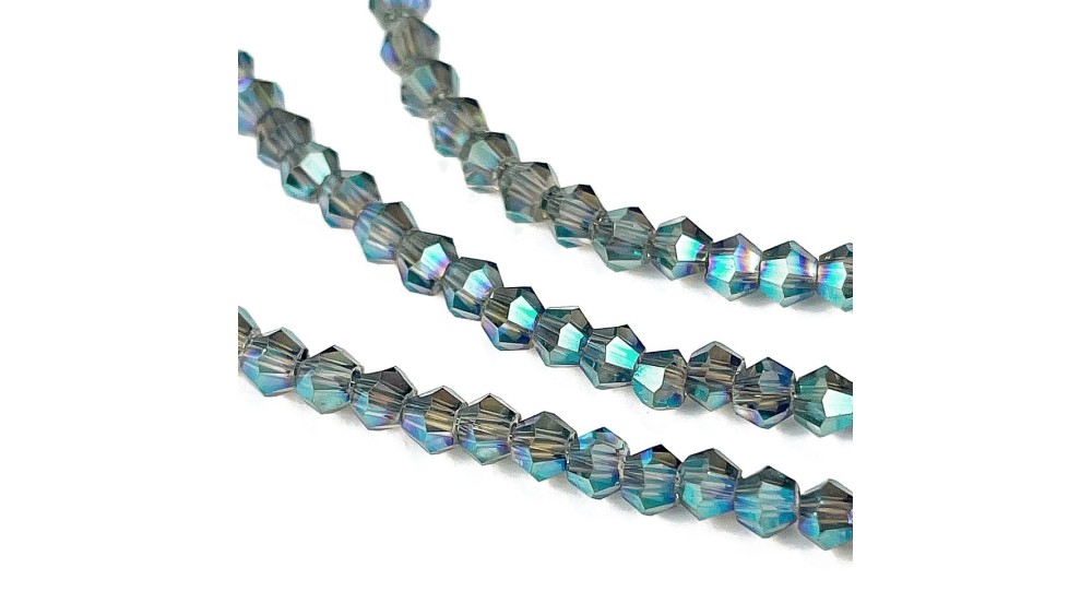 Rang de perles toupie à facettes 3mm couleur bleu pour création DIY
